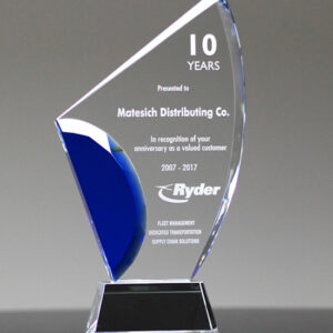 Avant Engraved Blue Crystal Award